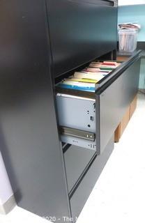 Lateral Black Metal Four Level Filing Cabinet - Room 1