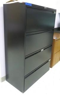 Lateral Black Metal Four Level Filing Cabinet - Room 1