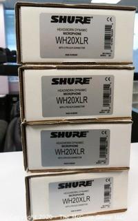 (4) NIB SHURE WH20XLR Headworn Microphones - Room 1