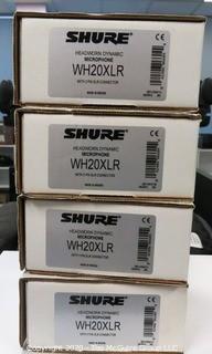 (4) NIB SHURE WH20XLR Headworn Microphones - Room 1