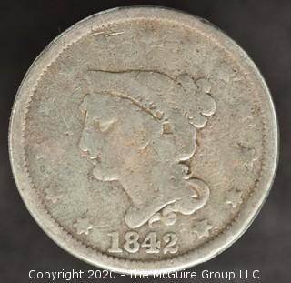 1842 Braided Hair Cent Large Date