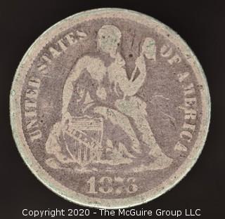 1876 Liberty Seated Dime; Legend Obverse