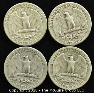 (4) 1947 U.S. Silver Quarters 