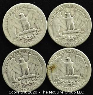 (4) U.S. Silver Quarters: 1-1947; 3-1948 