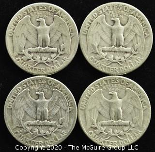 (4) 1948 U.S. Silver Quarters 