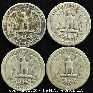 (4) 1948 U.S. Silver Quarters 