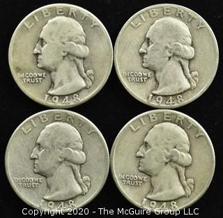 (4) 1948 U.S. Silver Quarters 