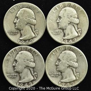 (4) 1949 U.S. Silver Quarters 