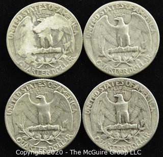 (4) U.S. Silver Quarters: 2-1949; 2-1950 