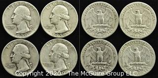 (4) 1950 U.S. Silver Quarters 