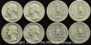 (4) 1950 U.S. Silver Quarters 