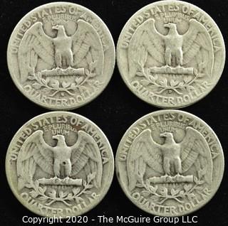 (4) 1950 U.S. Silver Quarters 