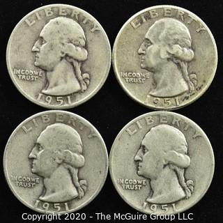 (4) 1951 U.S. Silver Quarters 