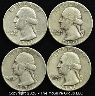 (4) 1951 U.S. Silver Quarters 