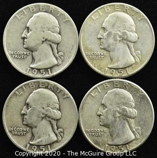 (4) 1951 U.S. Silver Quarters 