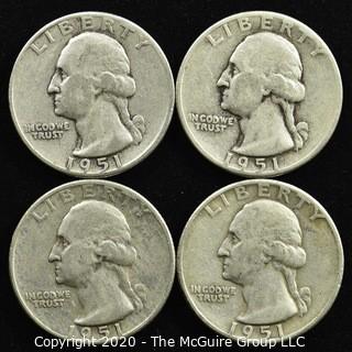 (4) 1951 U.S. Silver Quarters 