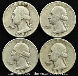 (4) 1951 U.S. Silver Quarters 