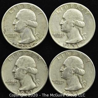 (4) 1951 U.S. Silver Quarters 