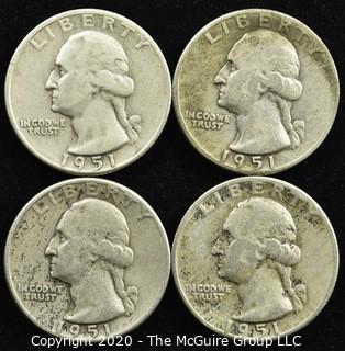 (4) 1951 U.S. Silver Quarters 