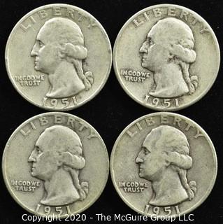 (4) 1951 U.S. Silver Quarters 