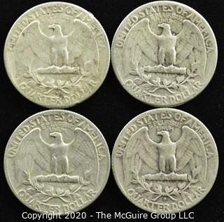 (4) U.S. Silver Quarters; 3-1951; 1-1950 