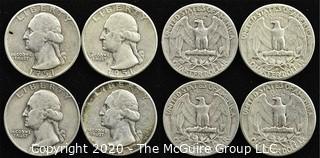 (4) U.S. Silver Quarters; 2-1951; 2-1952 