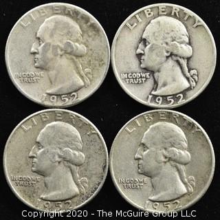 (4) 1952 U.S. Silver Quarters 