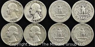 (4) 1952 U.S. Silver Quarters 