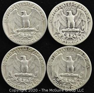 (4) 1952 U.S. Silver Quarters 