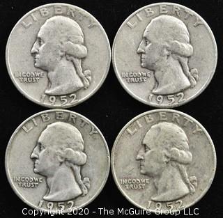 (4) 1952 U.S. Silver Quarters 