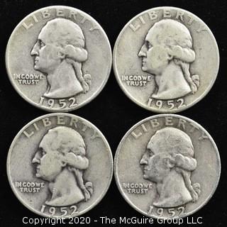 (4) 1952 U.S. Silver Quarters 