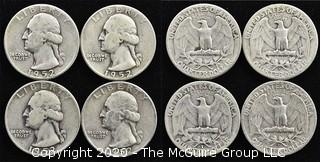 (4) 1952 U.S. Silver Quarters 