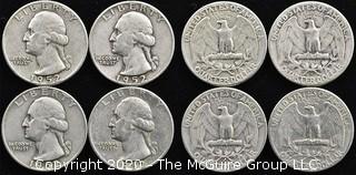 (4) 1952 Silver U.S. Quarters