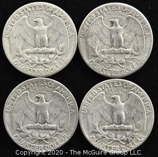 (4) 1952 U.S. Silver Quarters 