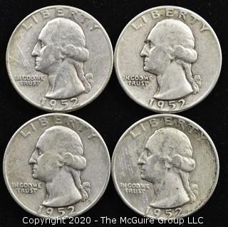 (4) 1952 U.S. Silver Quarters 