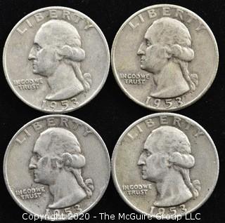 (4) 1953 U.S. Silver Quarters 