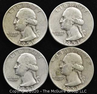 (4) 1953 U.S. Silver Quarters 