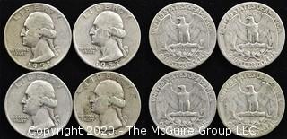 (4) 1953 U.S. Silver Quarters 