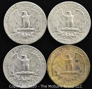 (4) U.S. Silver Quarters: 3-1953; 1-1954 