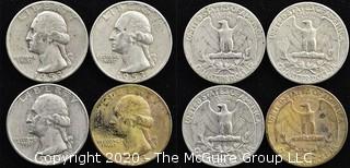 (4) U.S. Silver Quarters: 3-1953; 1-1954 