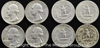 (4) 1954 U.S. Silver Quarters 