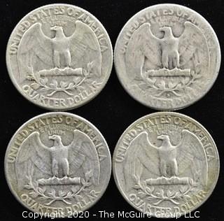 (4) 1954 U.S. Silver Quarters 