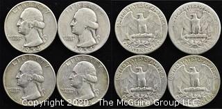 (4) 1954 U.S. Silver Quarters 