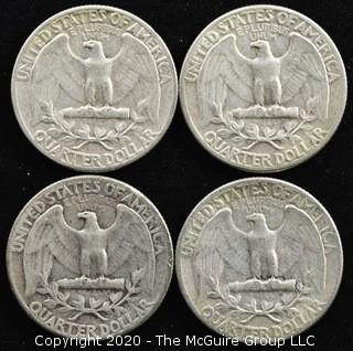 (4) 1954 U.S. Silver Quarters 