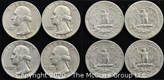 (4) 1954 U.S. Silver Quarters 