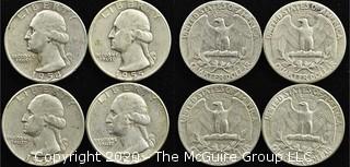 (4) U.S. Silver Quarters: 3-1955; 1-1954 