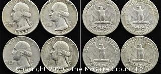 (4) U.S. Silver Quarters: 3-1955; 1-1956 