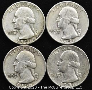 (4) 1956 U.S. Silver Quarters 