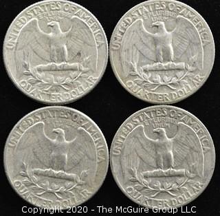 (4) U.S. Silver Quarters; 3-1956; 1-1958 