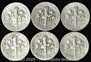 (6) U.S. Silver Dimes: 5-1946; 1-1949